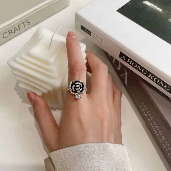 !NEW Gold Onyx Ring | Micropave Open Size Band Ring - Picture 13 of 16